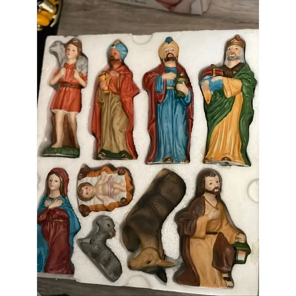 Homco Nativity Set 5216 Complete Set Of Figures 9 Pieces Porcelain Bisque